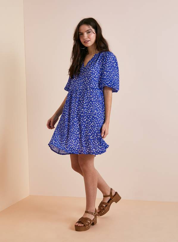 Everbelle Blue Dotty Plisse Mini Dress 16